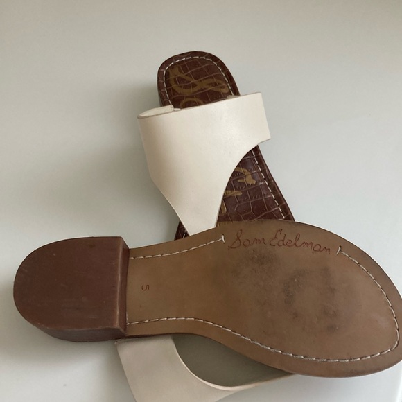 Sam Edelman Jaynee Cream and Brown Slide Sandals - Picture 2 of 5